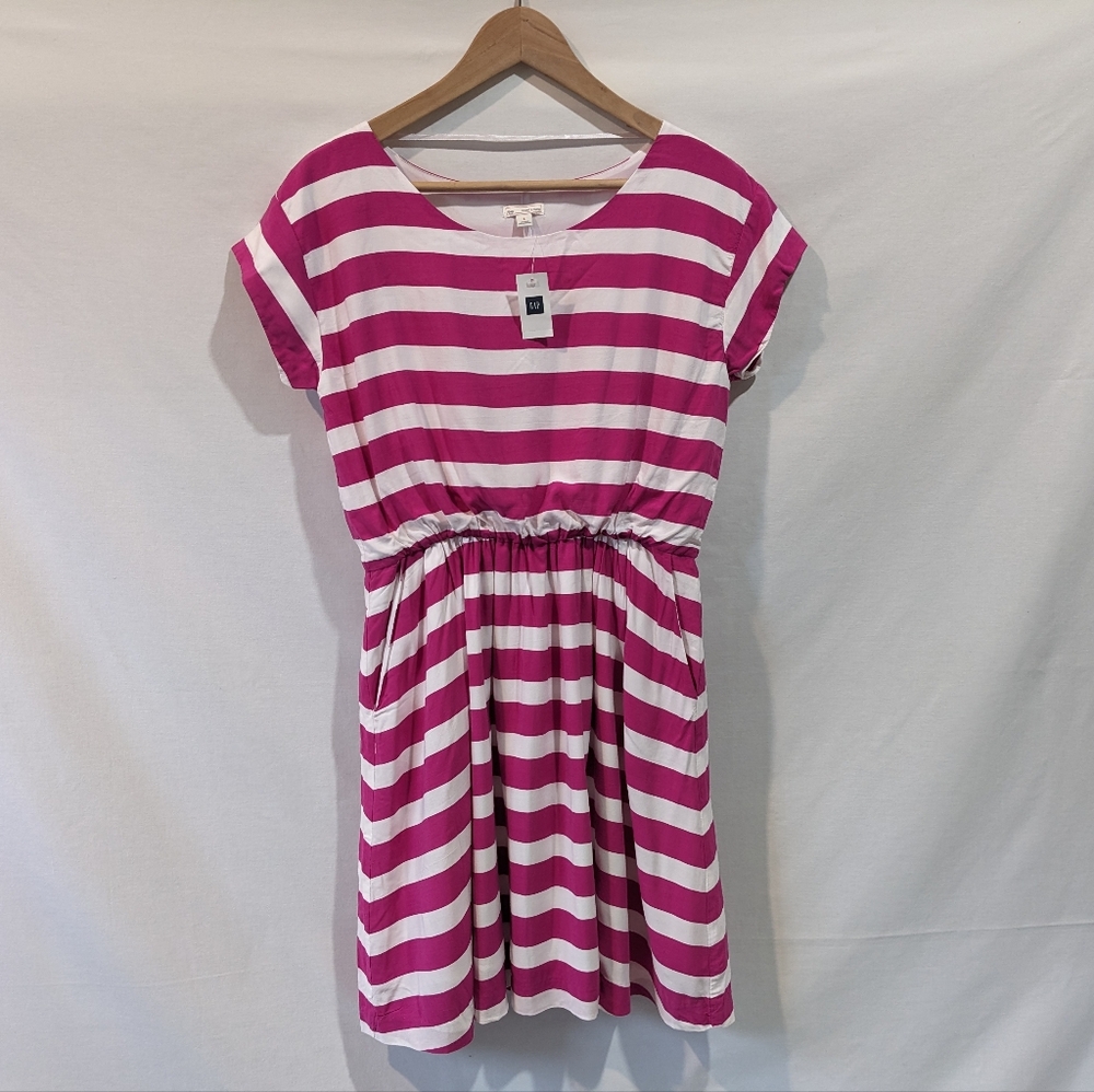 NWT Gap Magenta Chunky Striped Mini Dress with Pockets Size S